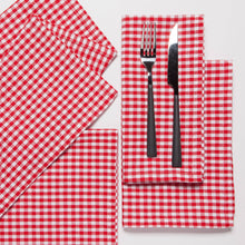 Load image into Gallery viewer, Recycled Cotton 2nd Spin Red Gingham Napkins Set of 4