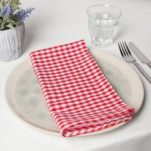 Load image into Gallery viewer, Recycled Cotton 2nd Spin Red Gingham Napkins Set of 4