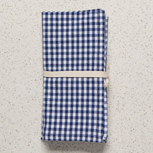 Load image into Gallery viewer, Recycled Cotton 2nd Spin Blue Gingham Napkins Set of 4